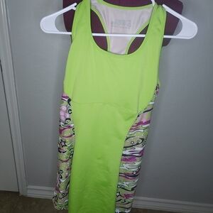 Lime Green Women's Patterned Athletic Dress